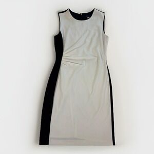 Tommy Hilfiger Dress Size 6 Black White Colorblock Sleeveless Knee Length Sheath
